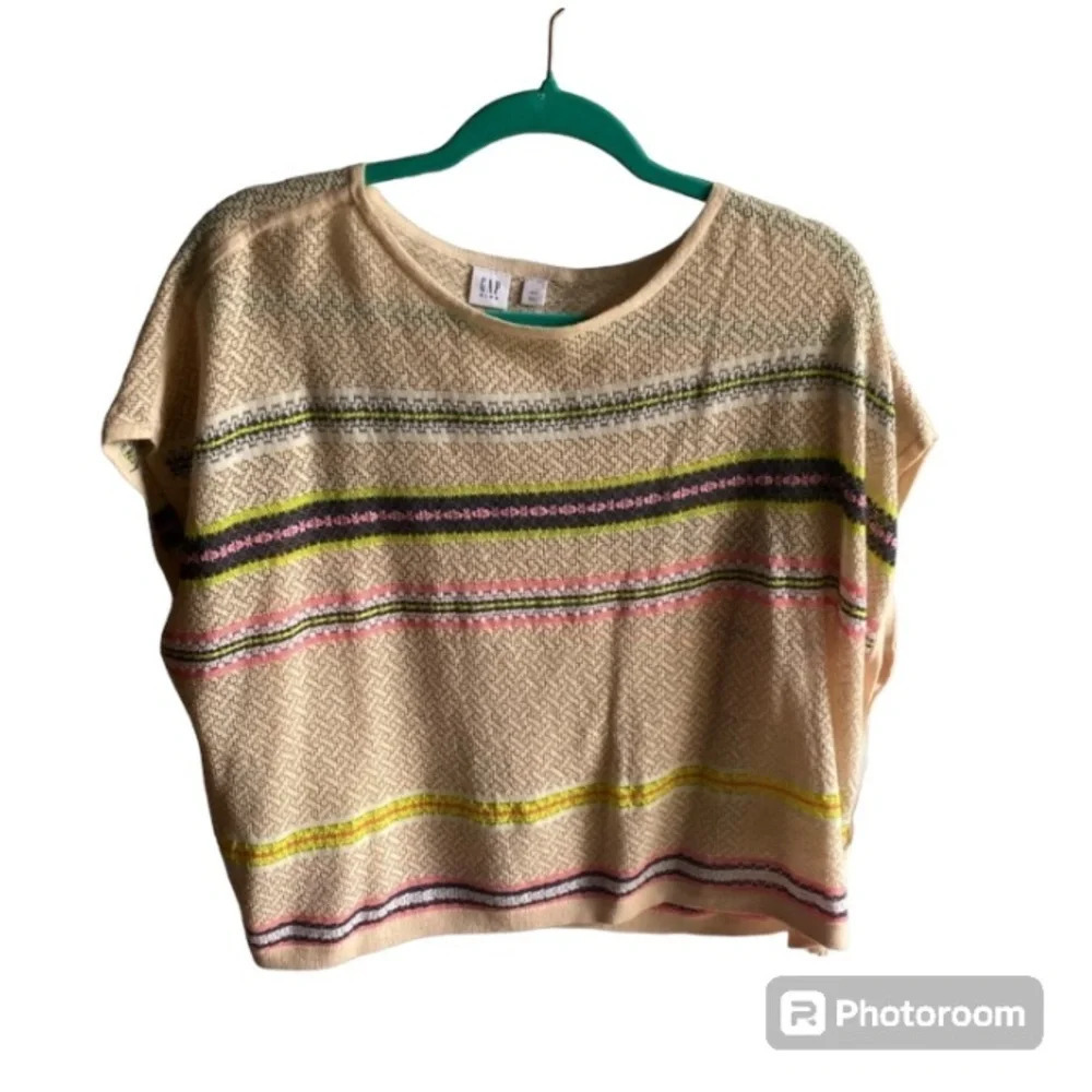 Gap Kids XXL Fits Like Adult Sizes Striped Summer Top Striped Poncho Sweater - Picture 2 of 6